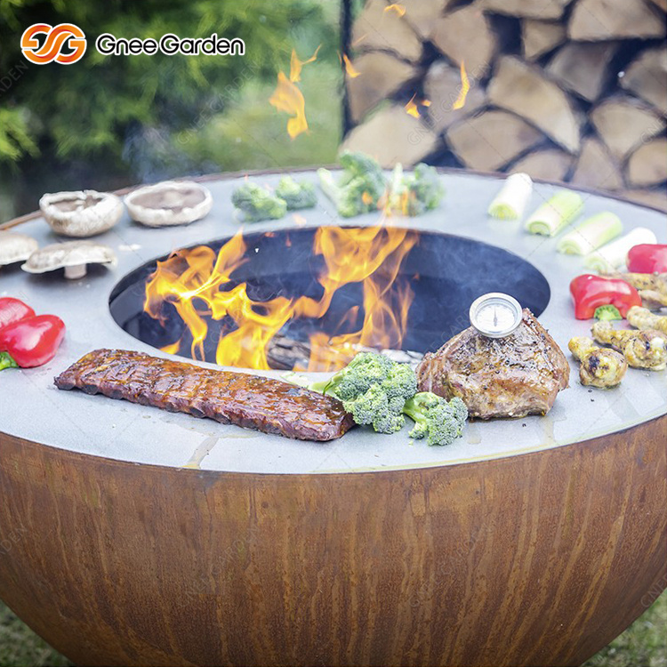 Corten Garden Fire Pit Bbq  Outdoor Yard