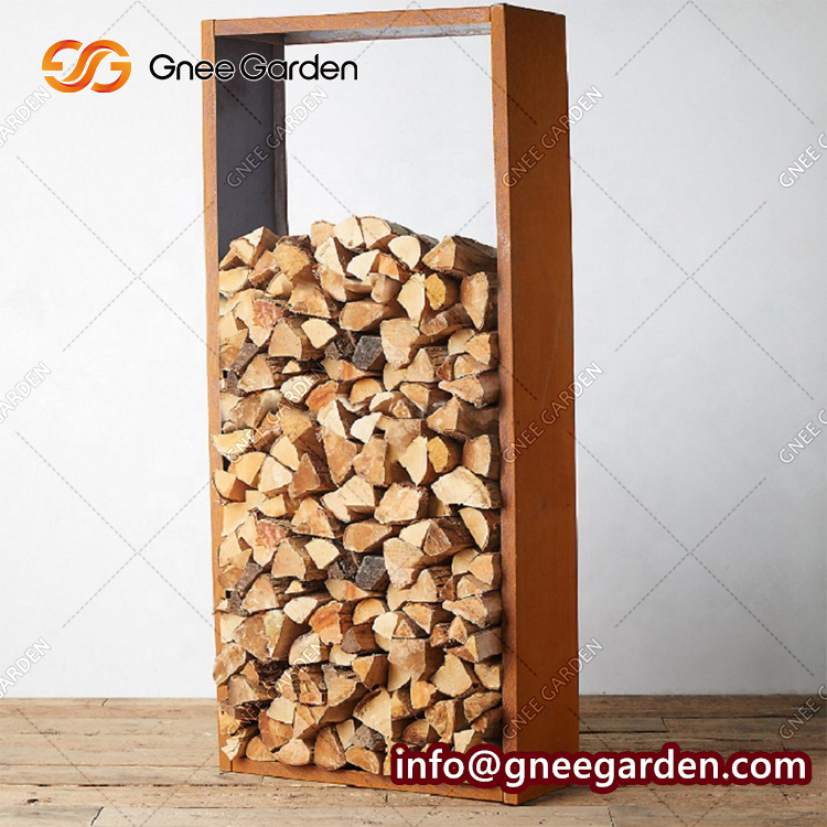 Storage Corten Firewood Custom Firewood Storage Log Rack Holder Wooden Corten Firewood Storage Rack