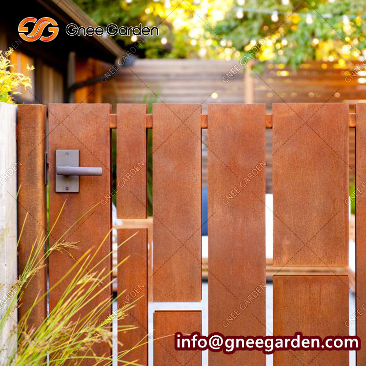 Outdoor Corten Steel Laser Cut Panels Room Divider Screen Powder Coating Metal Partition For Courtyard