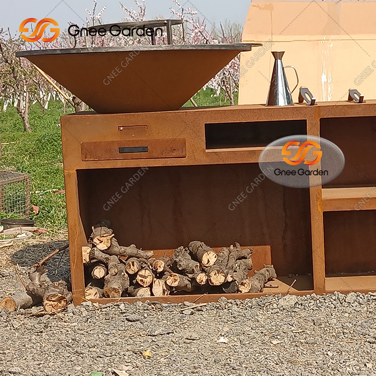 Corten Bonfire Wood Grill Wooden Burning