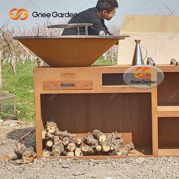 Corten Charcoal Barbeque Pits Rustic Round