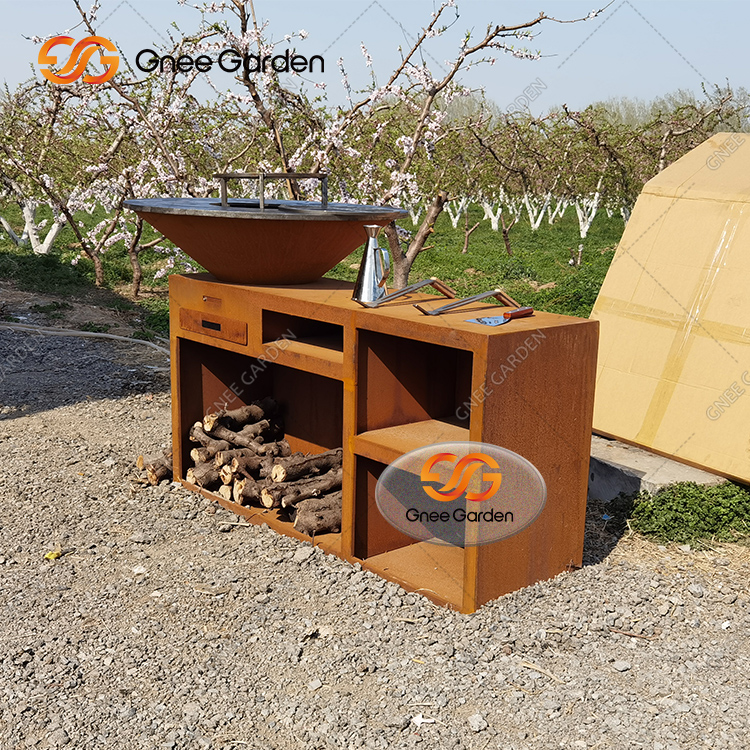 Cortn Steel Diy Pit Grill Large Round Bonfire