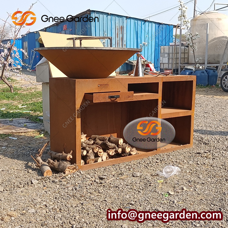 Corten Metal Heavy Duty Outdoor Corten Steel Rust Bbq Fire Pit