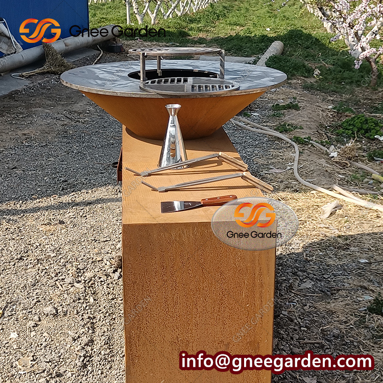 New Design Rust Painted Corten Steel Metal Cooking Outdoor BBQ Kitchen