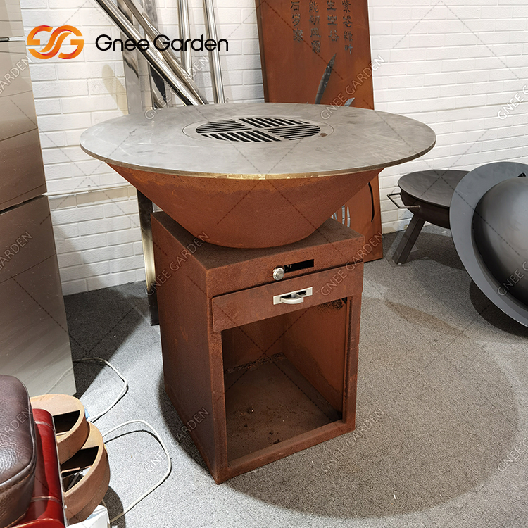 Corten Steel Charcoal Fire Pit Outdoor Custom