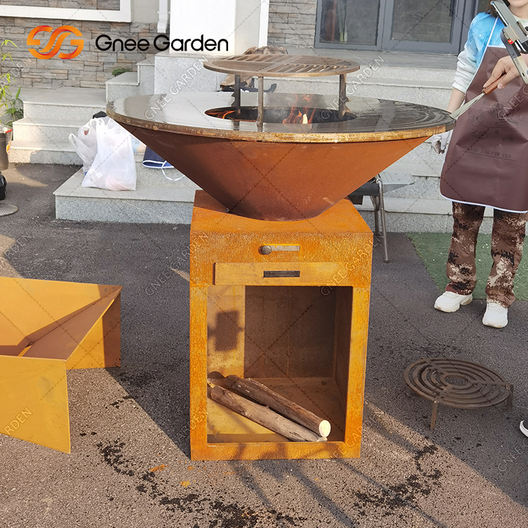 Corten Portable Bbq Fire Pit Firewood Charcoal