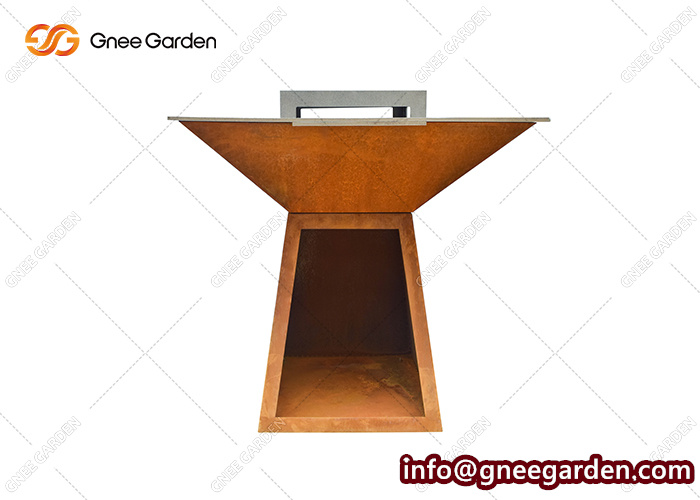 Durale BBQ Corten Steel Charcoal Burning Grills Brazier BBQ Fire Grills with Table