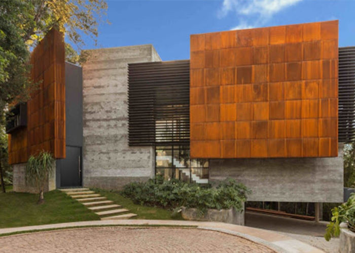 Corten Steel Garden Wall Rusty Red Steel