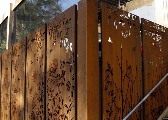Corten Steel Landscape Wall Cladding Perforated