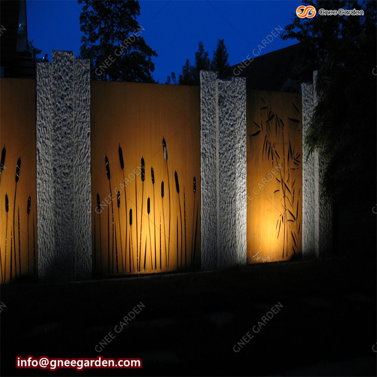 Laser Cut Rusty Red Corten Steel Fence Screen Garden Decorative Fences Panel
