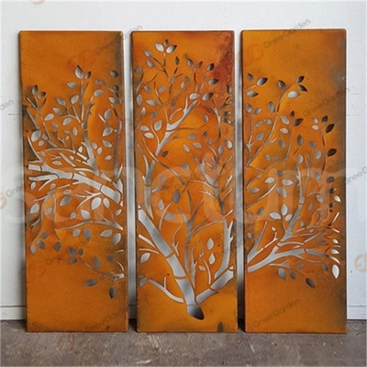 Laser Cutting Decorative Garden Room Divider Panels Corten Steel Privacy Screen