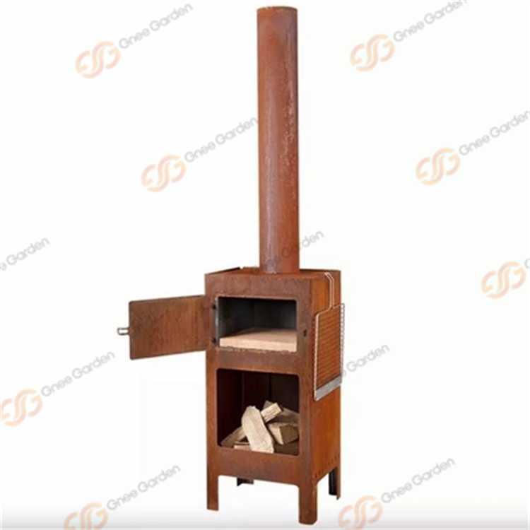 Outdoor Garden Pizza Oven Wood Burning Corten Steel Fireplace With Grills