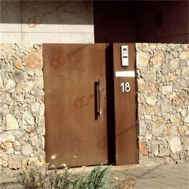 Laser Cut Corten Steel Screen Gate Single Door With Handle And Lock