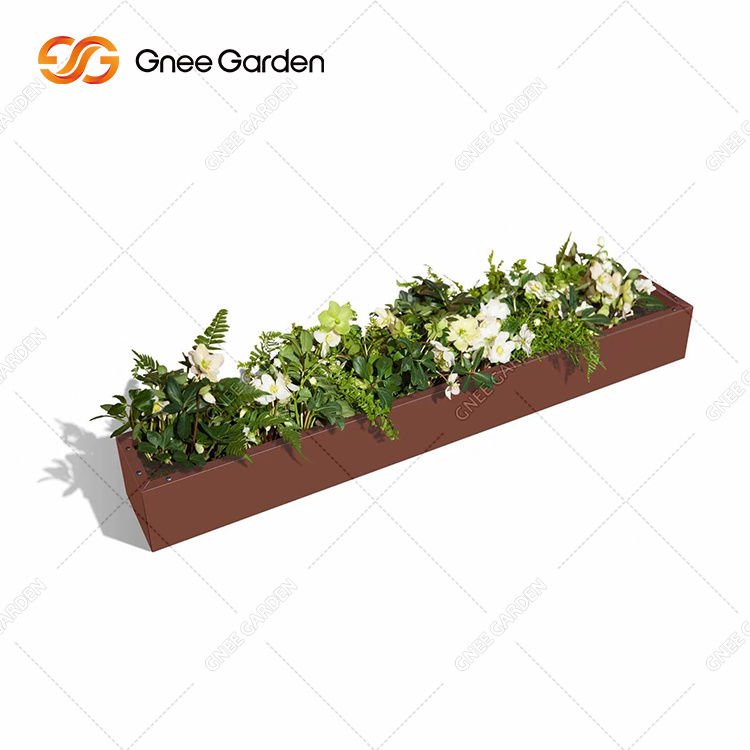Outdoor Large Corten Steel Flower Bed Rectangle Vegetables Flower Garden Raised Bed