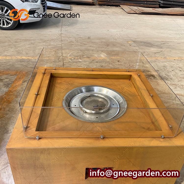 Gas Fire Pit Table Outdoor Garden Corten Steel Propane Gas Fire Pit