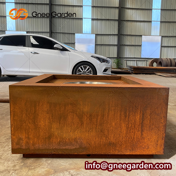 New Design Firepit Glass Fireplace Corten Steel Gas Fire Pit