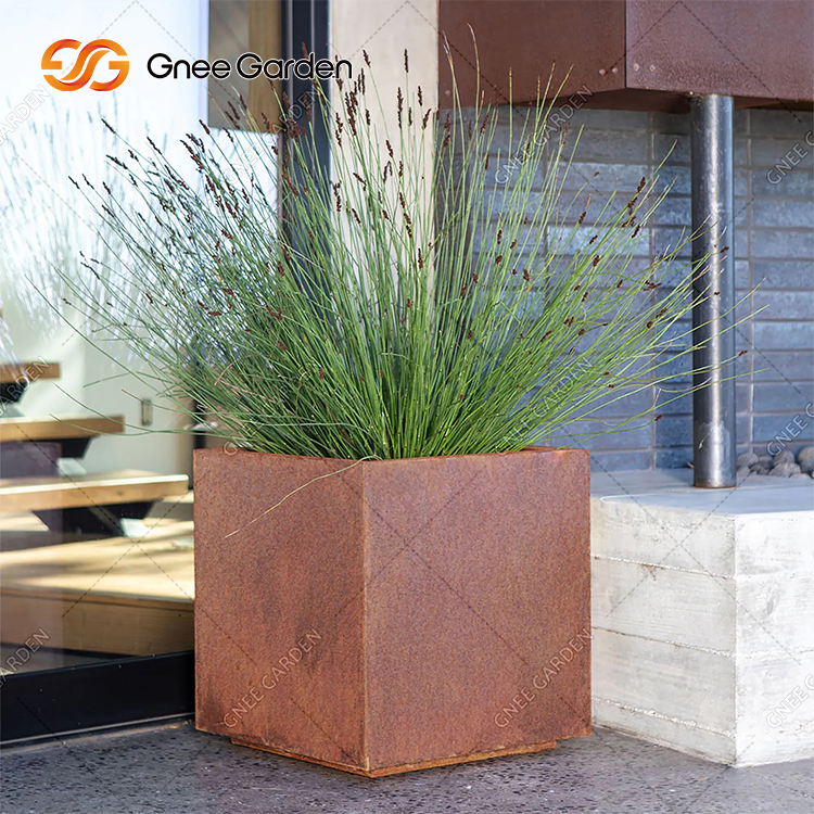 Corten Steel Herb Planter Minimalist Style