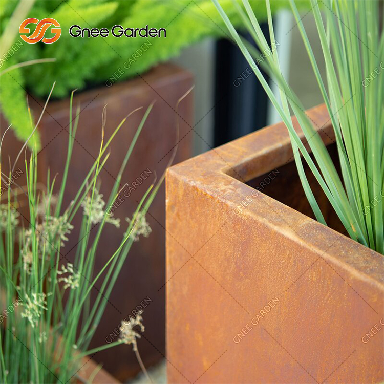 Corten Flower Planter Boxes Outdoor Rectangle