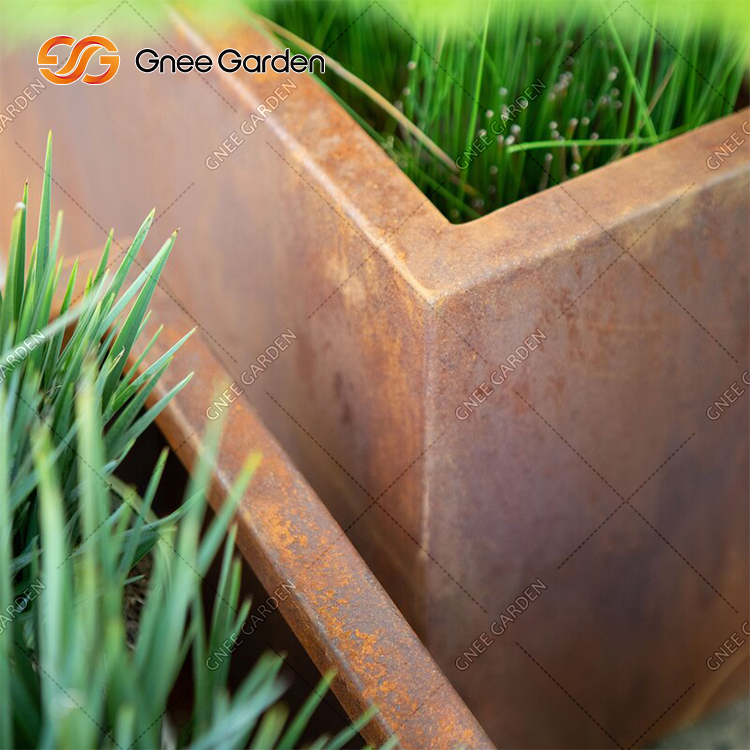 Decorations Corten Steel Cube Planter