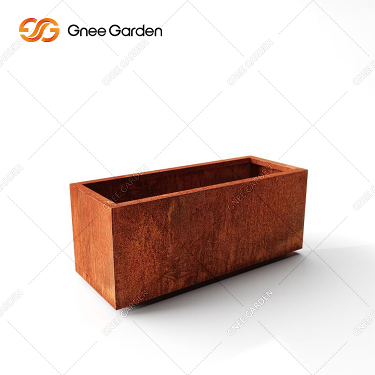 Outdoor Square Metallic Corten Rustic Flower Bed