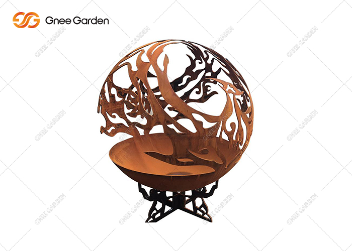 Outdoor Corten Fireglobe Fire Pit