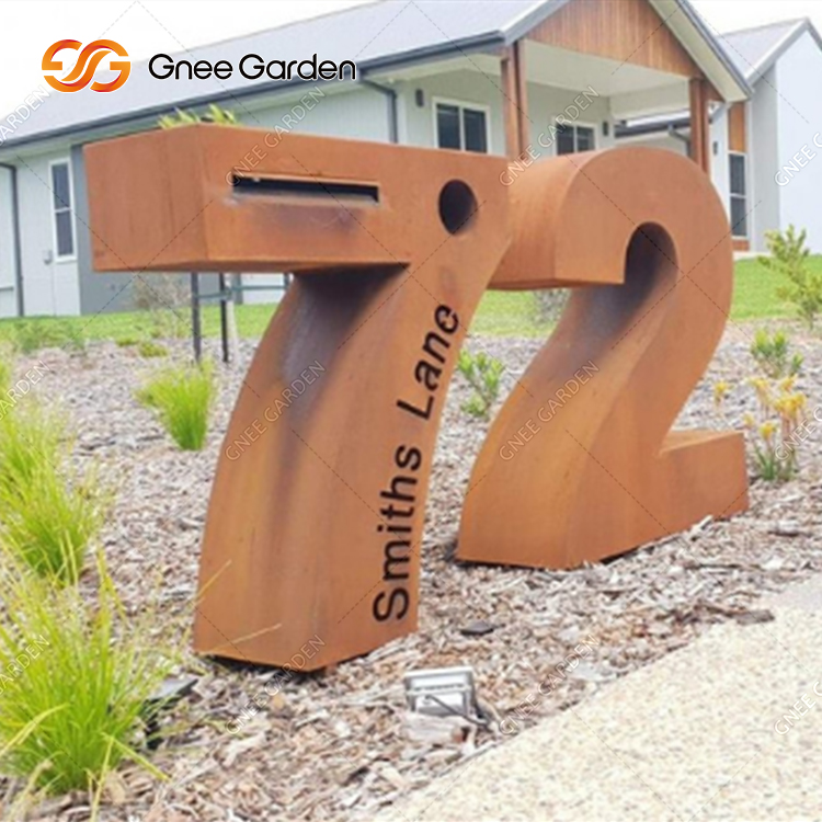 Garden Home Corten Steel Parcel Drop Mail Box