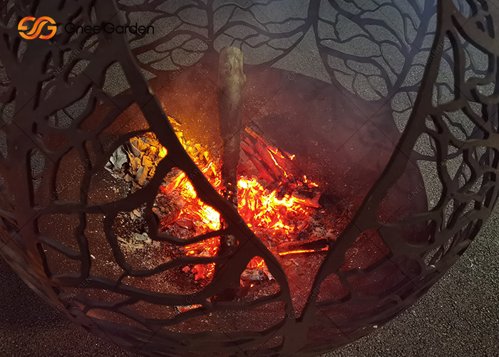 Corten Steel Garden Fire Sphere