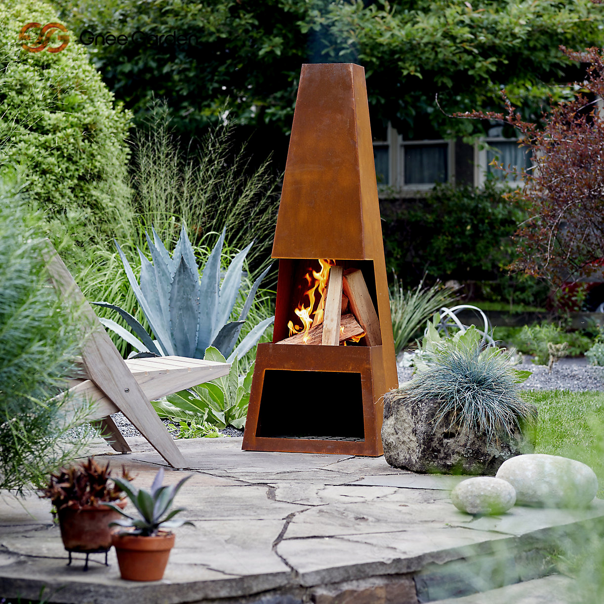 Garden Corten Steel Wood Burning Stove