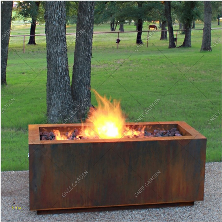 new outdoor garden no smoke natural gas firepit table patio corten steel modern huge propean fire pit