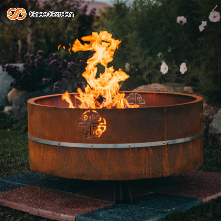 Corten Outdoor Furniture Set Fire Pit