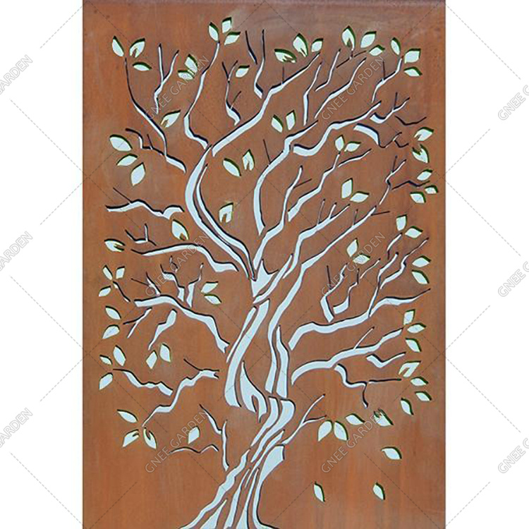 corten steel privacy outdoor garden screen panel