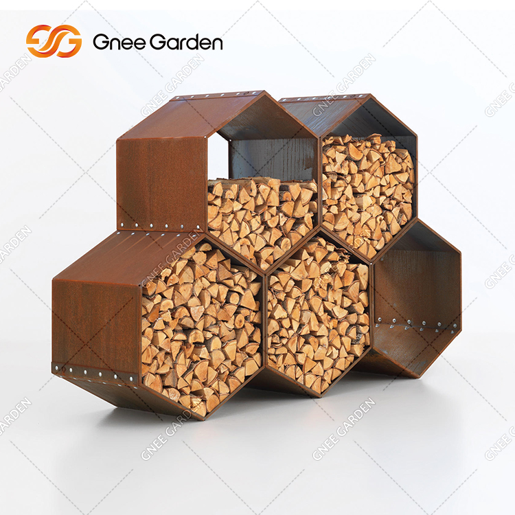 Garden Corten Steel Wood Store Woodstorage