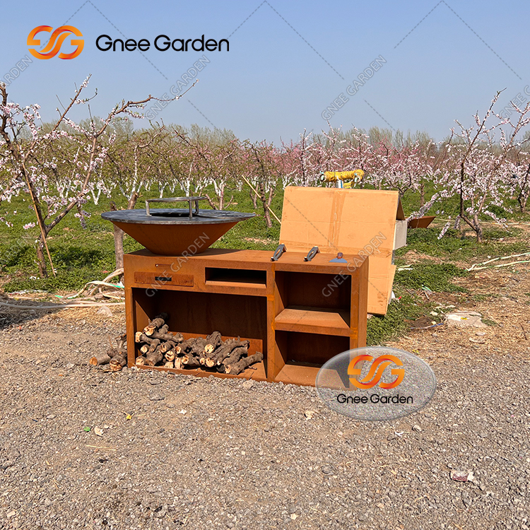 Corten Steel Charcoal Burner Bbq