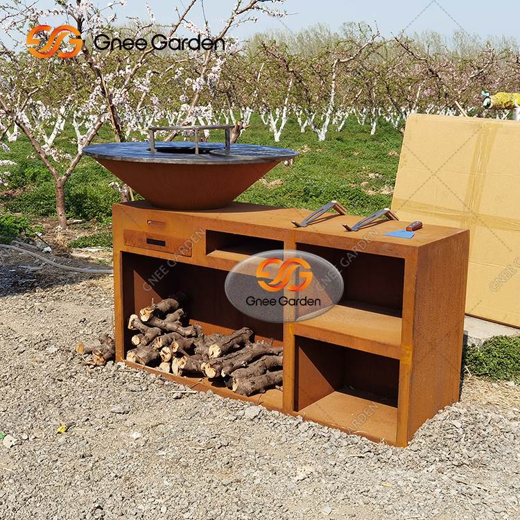 Weathering Steel Fire Pit BBQ Brazier
