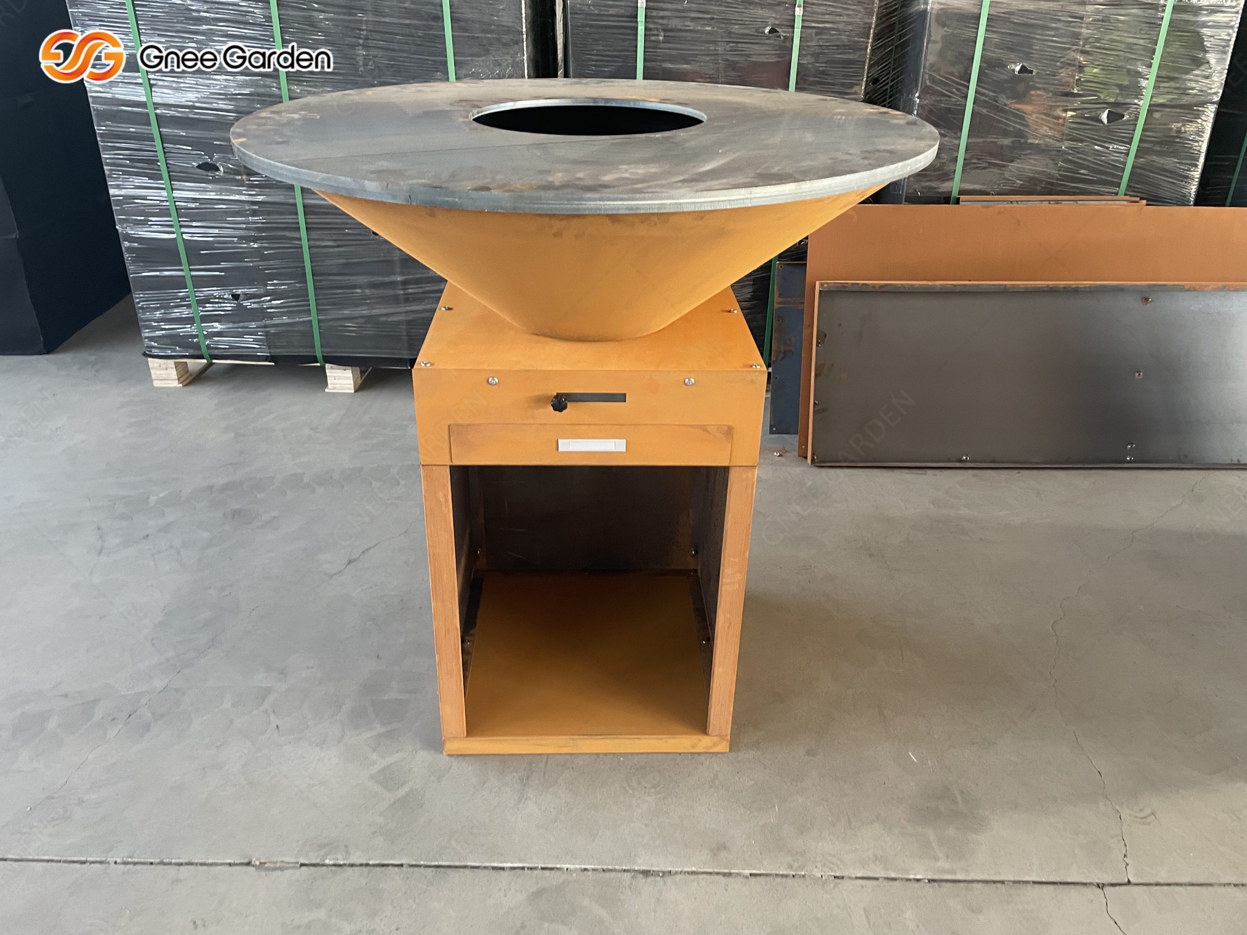 Wood Log Burning Corten Metal Fire Pits