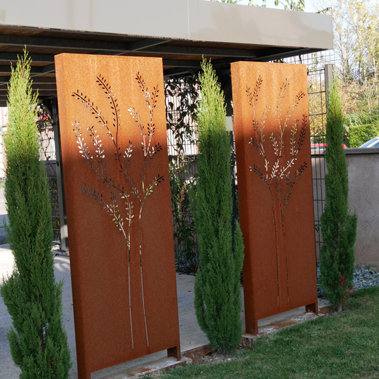 Laser Cut Corten Steel Garden Partition