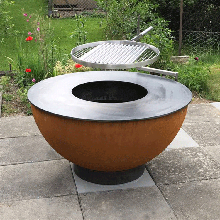 Corten Steel BBQ Grill Garden Wood Charcoal