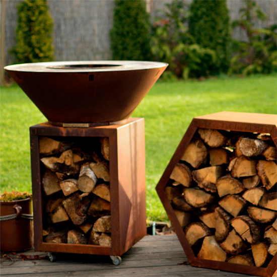 Corten Steel Firepit Barbecue Grill